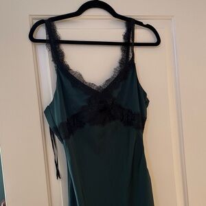 MINKPINK Dark Green Lace Slip Dress
